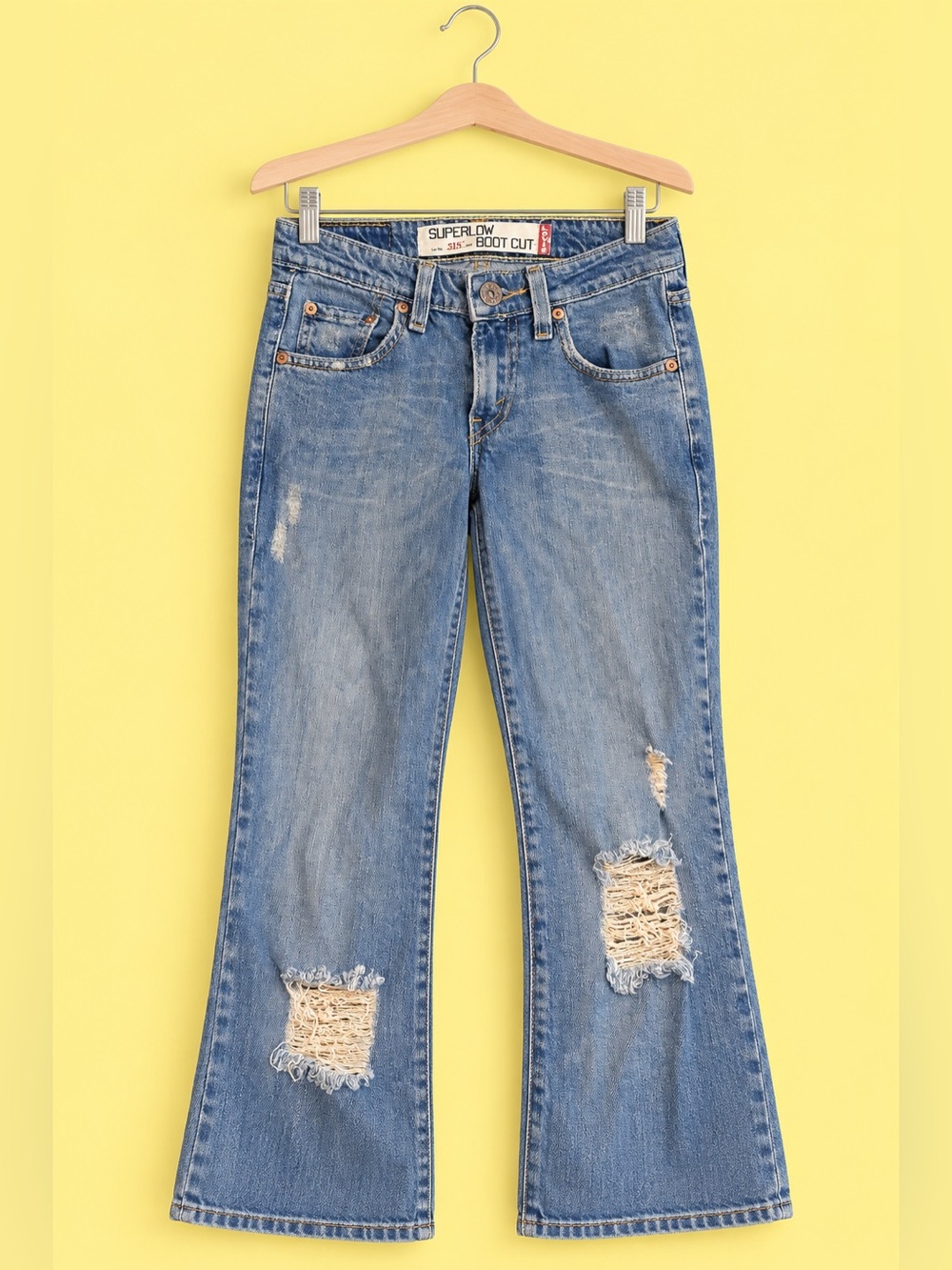 Levi's Light Blue Boot Cut Distressed Jeans